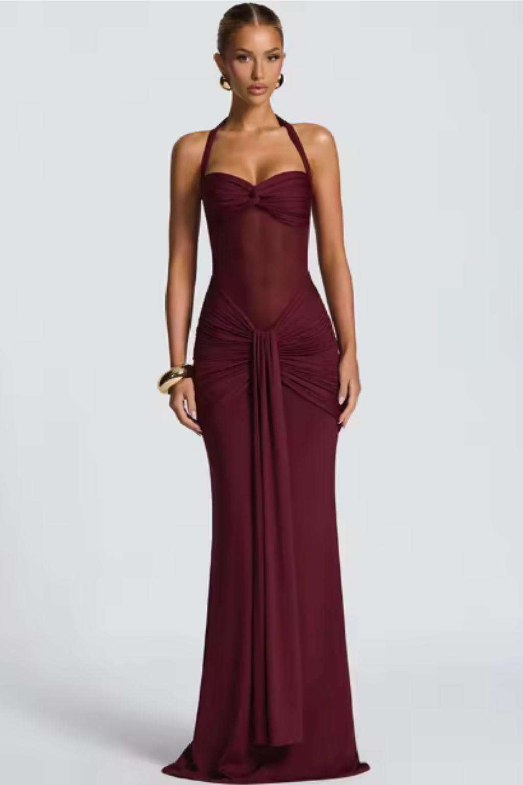 Women's Maxi Dress | Elegant Halter Neck, Formal Summer Dress - 4