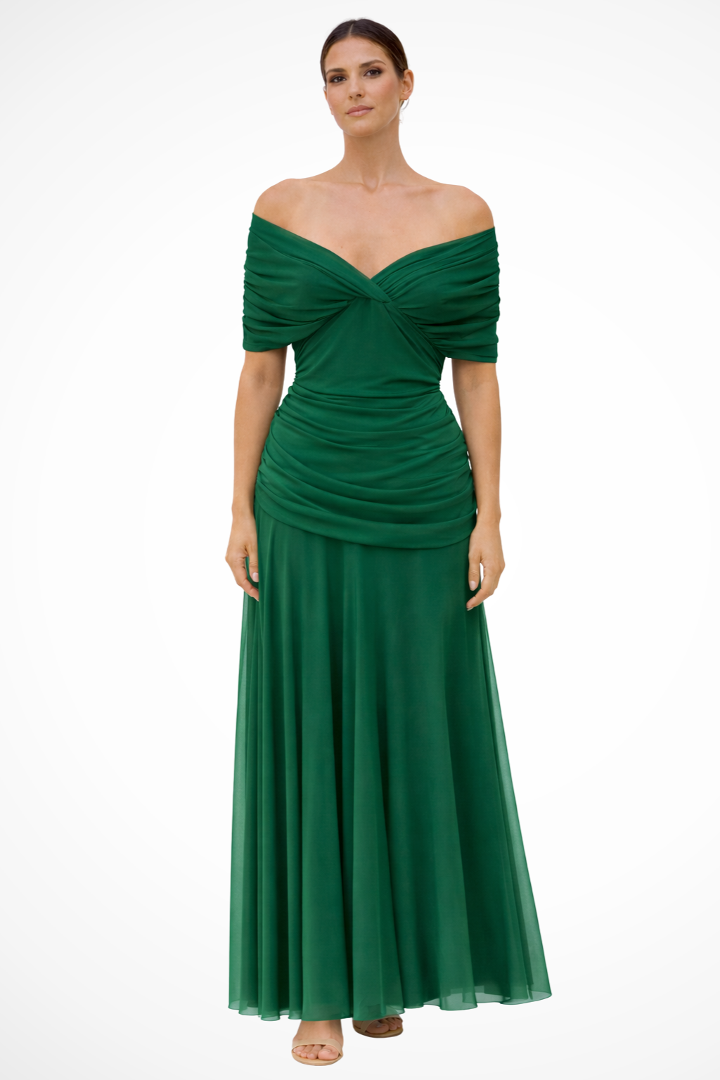 Women’s Off-Shoulder Pleated Summer Dress in Lightweight Fabric with Flowing Midi Skirt 2