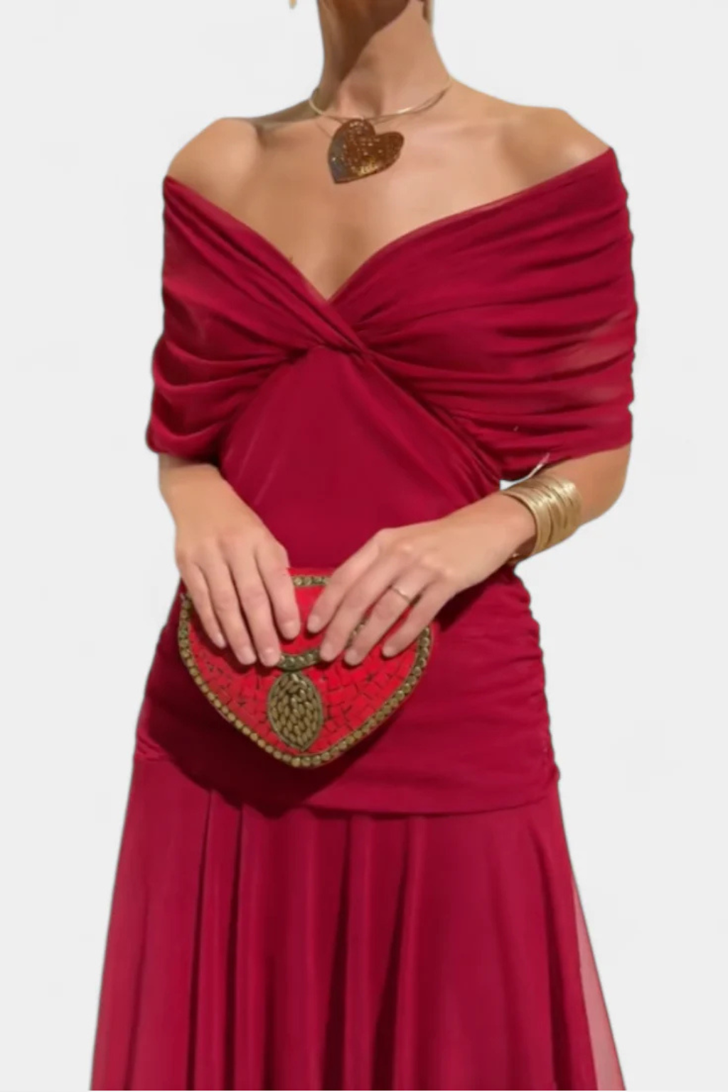 Women’s Off-Shoulder Pleated Summer Dress in Lightweight Fabric with Flowing Midi Skirt 5