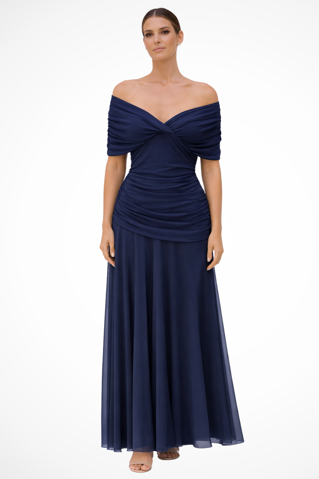 Women’s Off-Shoulder Pleated Summer Dress in Lightweight Fabric with Flowing Midi Skirt 6