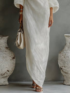 Women’s One-Shoulder Maxi Dress in Lightweight Cotton-Linen Blend 6