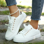 Women’s Orthopedic Lace-Up Shoes with Quilted Detailing for All-Day Comfort 0