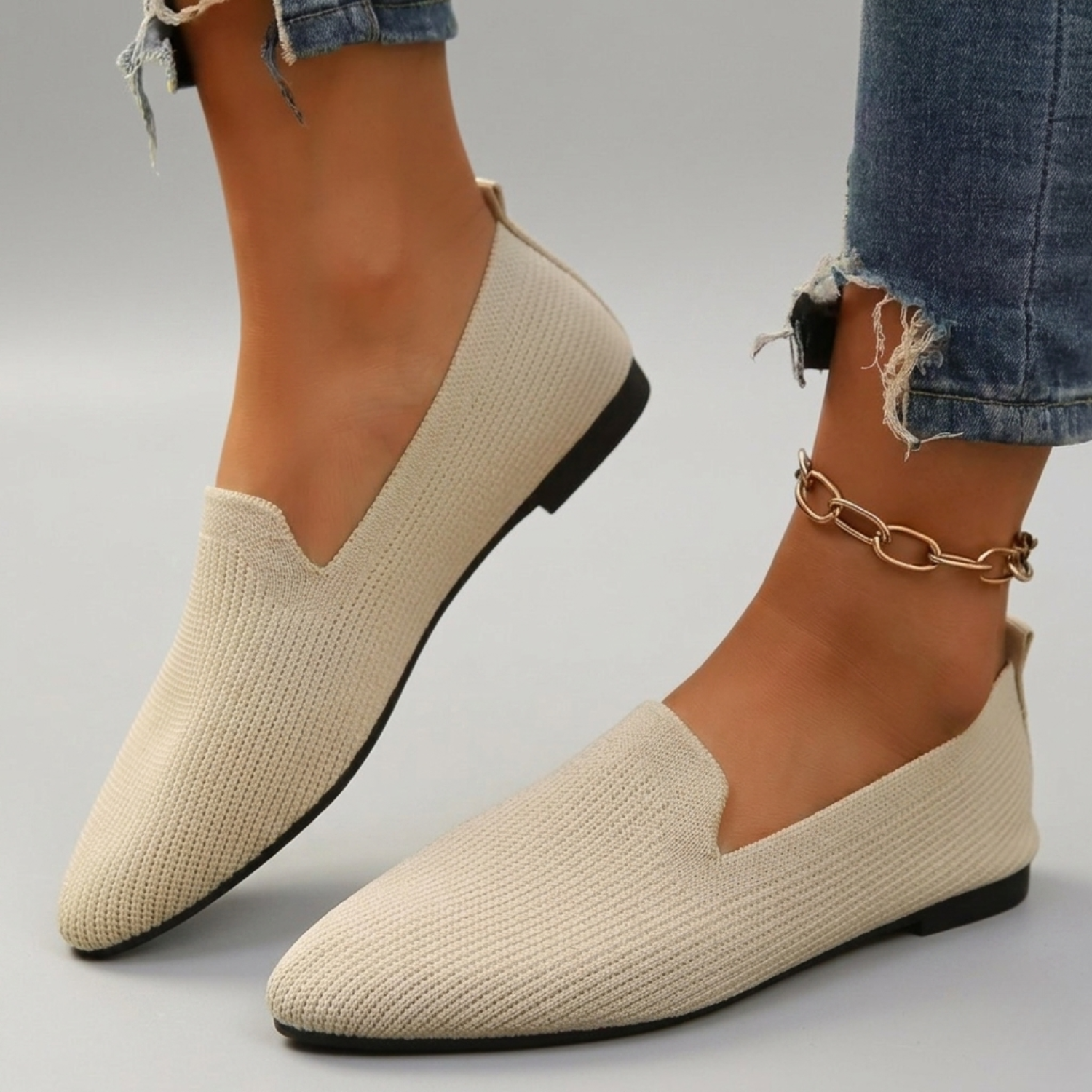 Women's Orthopedic Slip-On Loafers with Breathable Knit Upper and Cushioned Insole 1