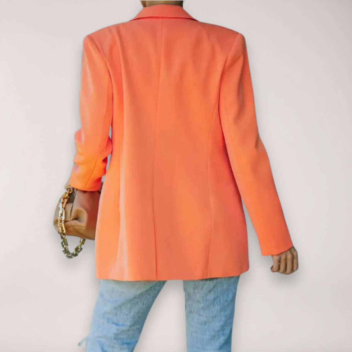 Women’s Oversized Blazer in White with Notched Lapel and Relaxed Fit 1