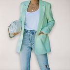 Women’s Oversized Blazer in White with Notched Lapel and Relaxed Fit 2