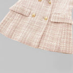 Women’s Pink Double-Breasted Tweed Blazer with Structured Fit 3