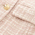 Women’s Pink Double-Breasted Tweed Blazer with Structured Fit 4