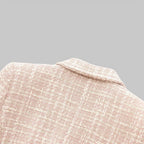 Women’s Pink Double-Breasted Tweed Blazer with Structured Fit 6