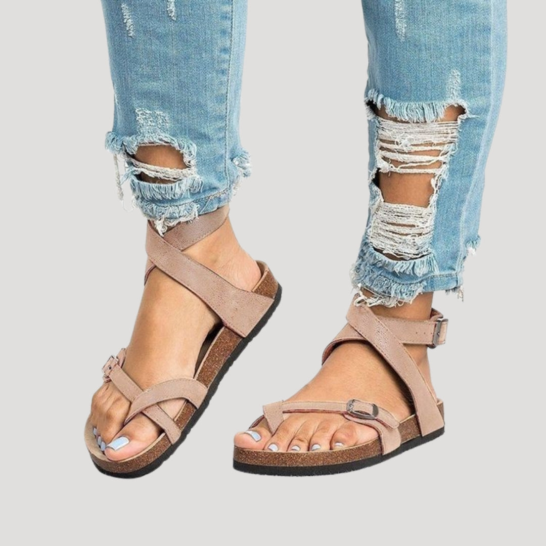 Women's Platform Sandals with Adjustable Ankle Straps – Open Toe Casual Boho Style for Spring 2