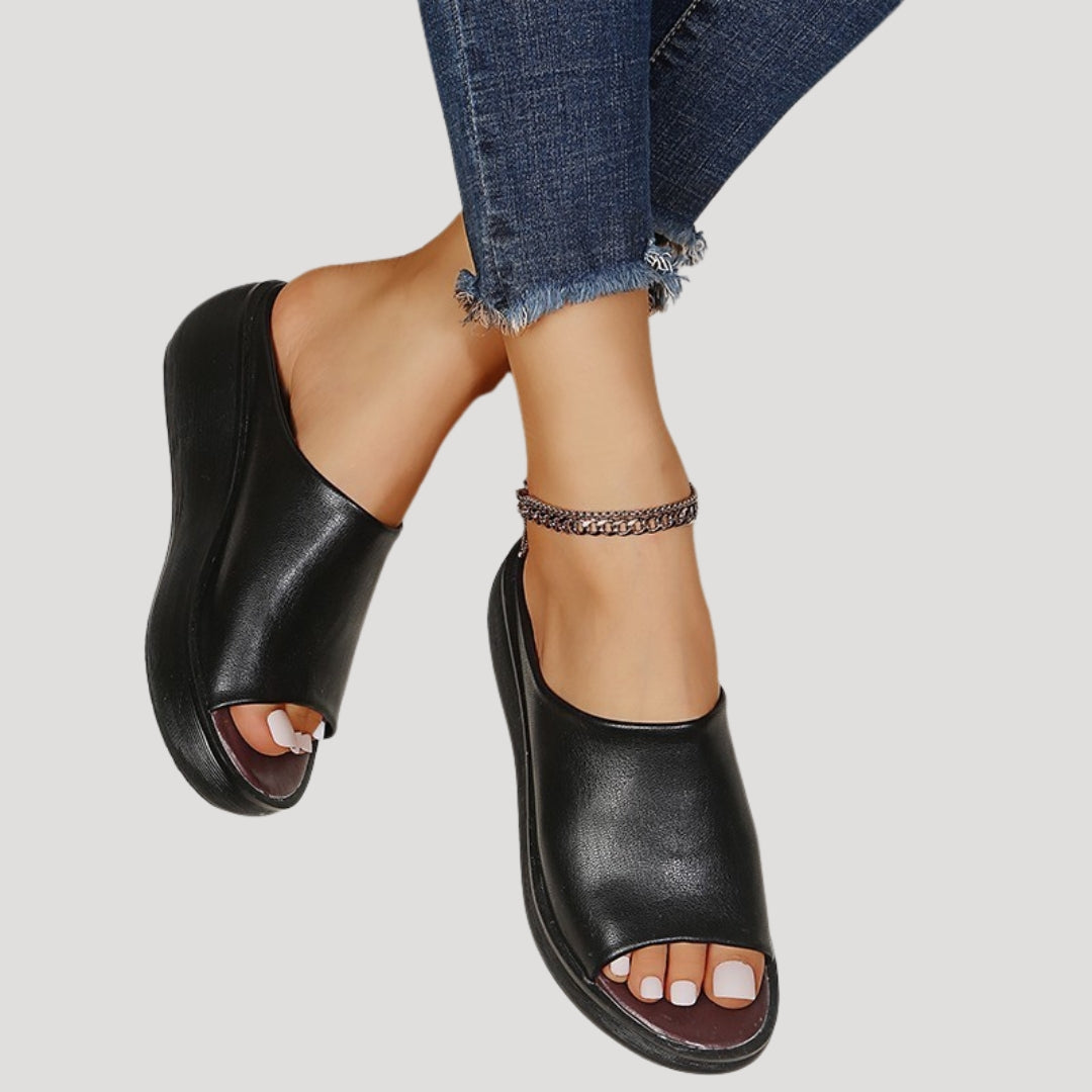 Women's Platform Wedge Sandals – Open Toe Slip-On Mules for Comfort and Style 0