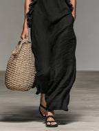 Women’s Ruffle-Detail Sleeveless Maxi Dress in Breathable Linen Blend 6