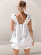 Women’s Ruffled Sleeveless Top and Shorts Set in Lightweight Fabric for Summer Casual Outings 5