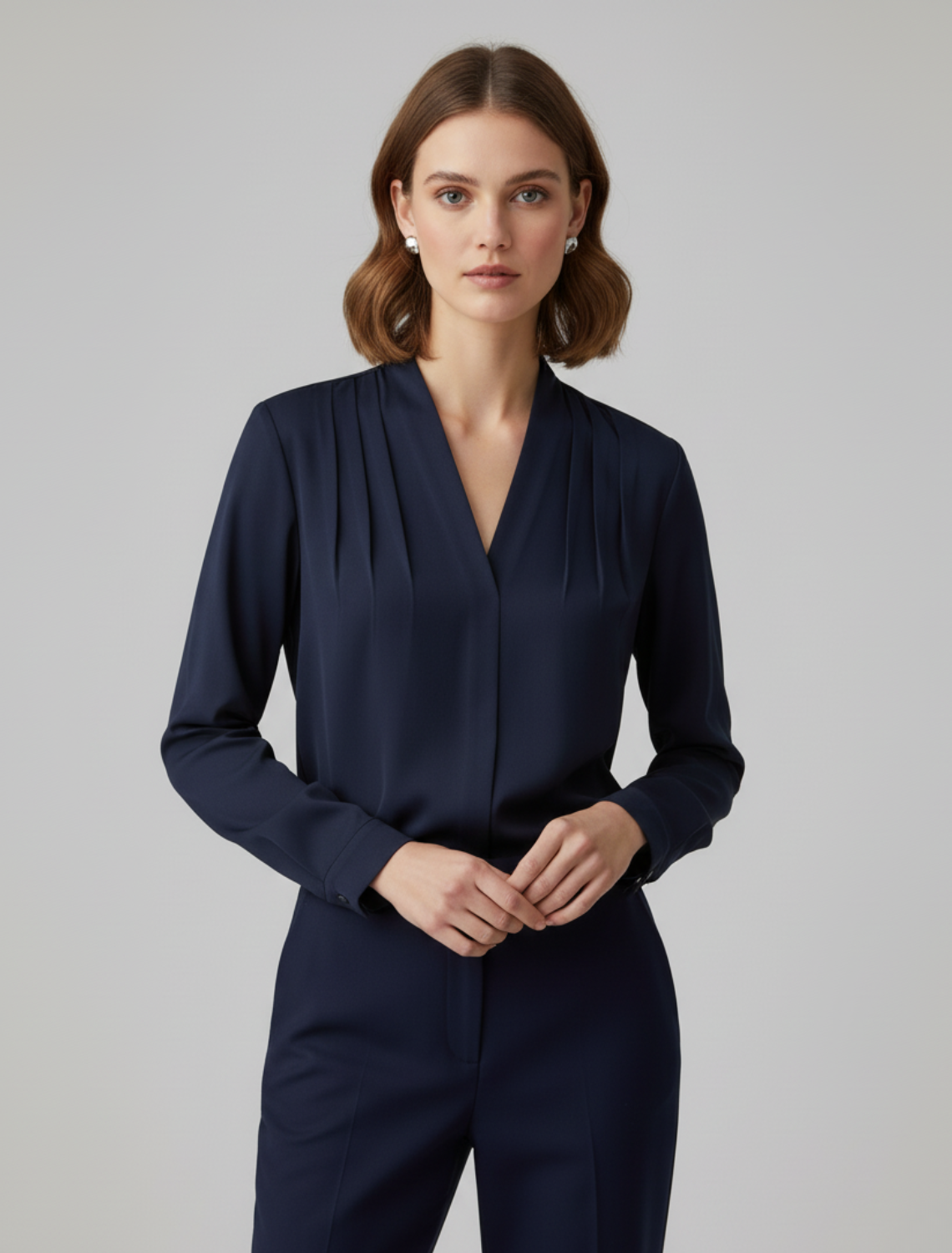 Women’s Satin Puff Sleeve Blouse with Tailored Waist for Summer 1