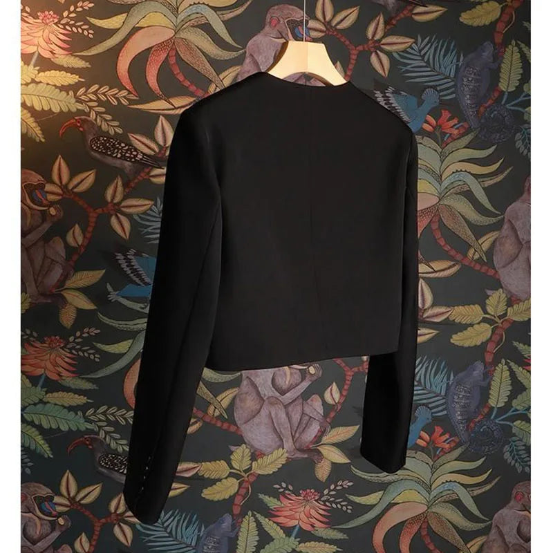 Women’s Short Suit Jacket in Milk White with Long Sleeves for Office and Casual Wear 3