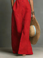 Women’s Sleeveless Linen Maxi Dress with Collared Neckline and Button-Front 5