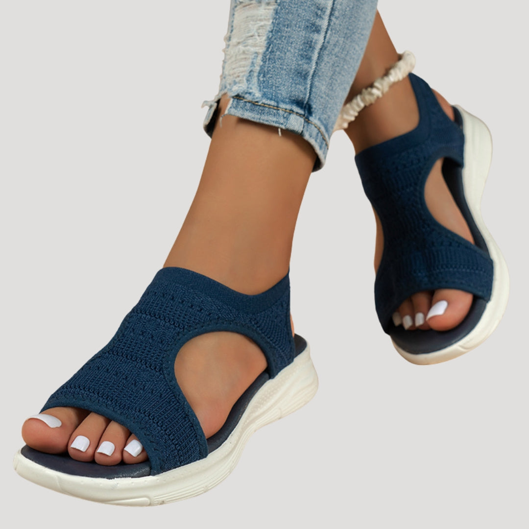 Women's Slip-On Knit Sandals with Cushioned Sole – Lightweight Open Toe Walking Shoes for Summer 2