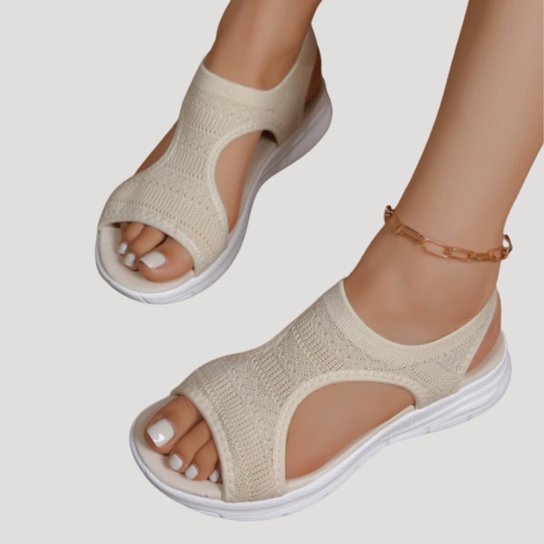 Women's Slip-On Knit Sandals with Cushioned Sole – Lightweight Open Toe Walking Shoes for Summer 4