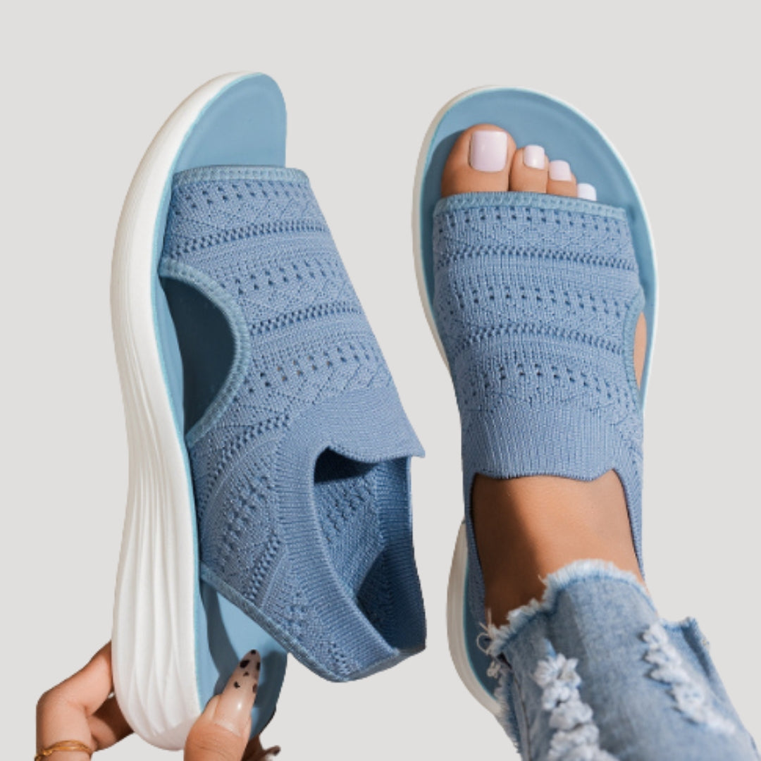 Women's Slip-On Knit Sandals with Cushioned Sole – Lightweight Open Toe Walking Shoes for Summer 6