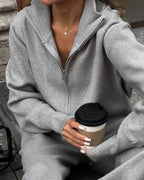 Women's Soft Knit Loungewear Set with Zipper Detail in Multiple Colors 6