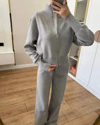 Women's Soft Knit Loungewear Set with Zipper Detail in Multiple Colors 8