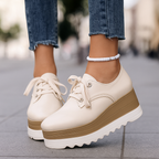 Women’s Square Toe Platform Sneakers with Patent Upper and Lace-Up Design 1