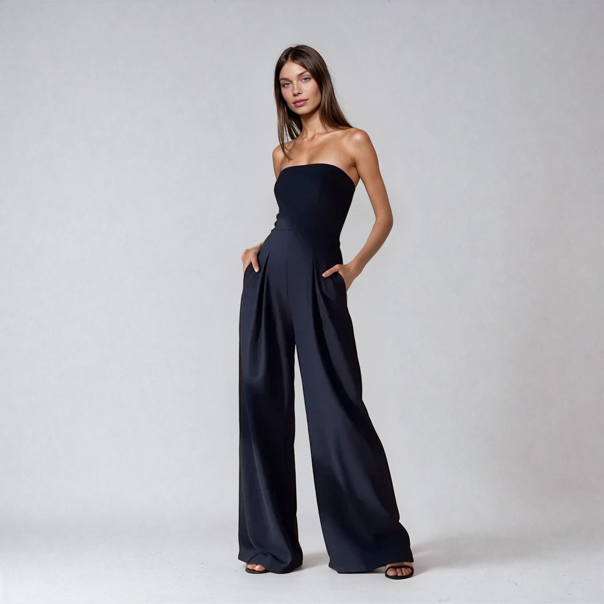 Women’s Strapless Black Jumpsuit with Elegant Design for Special Occasions 0