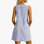 Women’s Striped Mini Dress with Buttons and Pockets for Summer 2