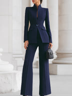 Women’s Tailored Blazer and Trouser Suit Set with Structured Fit 0