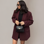 Women’s Tailored Blazer in Burgundy with Structured Fit and Notched Lapel 0