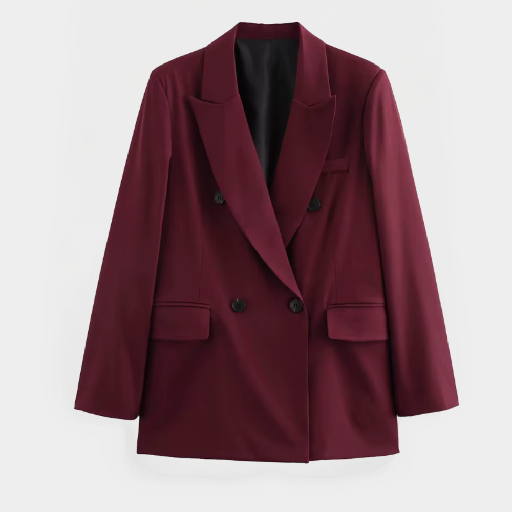 Women’s Tailored Blazer in Burgundy with Structured Fit and Notched Lapel 1