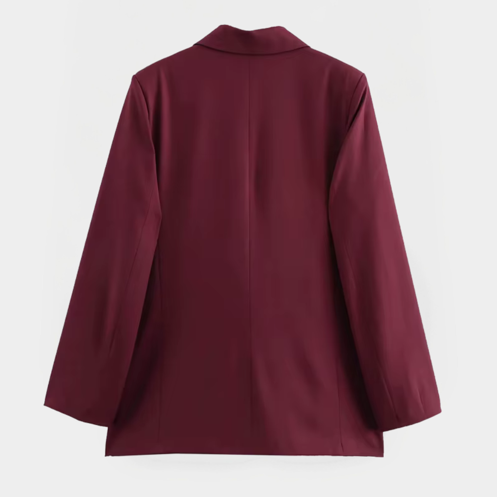 Women’s Tailored Blazer in Burgundy with Structured Fit and Notched Lapel 2