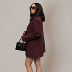 Women’s Tailored Blazer in Burgundy with Structured Fit and Notched Lapel 3