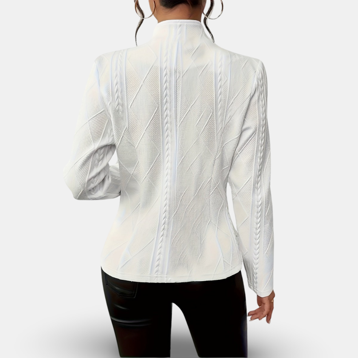 Women’s Tailored Blazer with Geometric Textured Detailing and Structured Fit 1