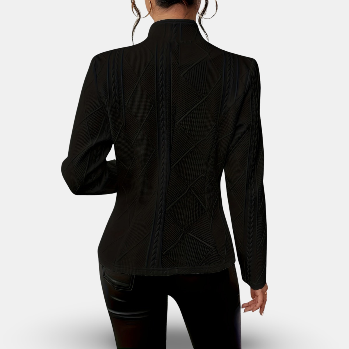 Women’s Tailored Blazer with Geometric Textured Detailing and Structured Fit 3
