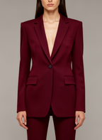 Women’s Tailored Burgundy Suit Set with Sculpted Blazer and Flared Trousers 1