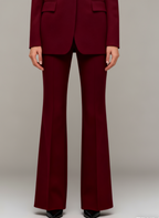 Women’s Tailored Burgundy Suit Set with Sculpted Blazer and Flared Trousers 2