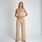 Women’s Tailored Jumpsuit with High Waist and Wide-Leg Trousers 0