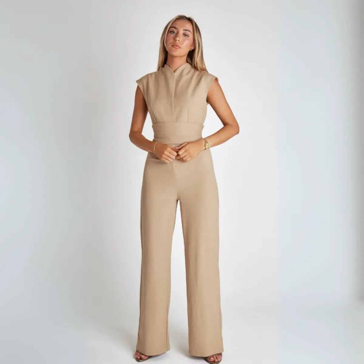Women’s Tailored Jumpsuit with High Waist and Wide-Leg Trousers 0