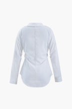Women’s Tailored Long Sleeve Blouse with Structured Collar and Defined Waist 2