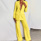 Women’s Tailored Pant Suit with Longline Blazer and Wide-Leg Trousers 0