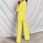 Women’s Tailored Pant Suit with Longline Blazer and Wide-Leg Trousers 1