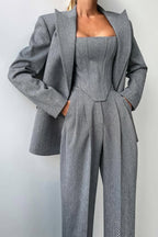 Women’s Three-Piece Suit Set with Double-Breasted Blazer 0