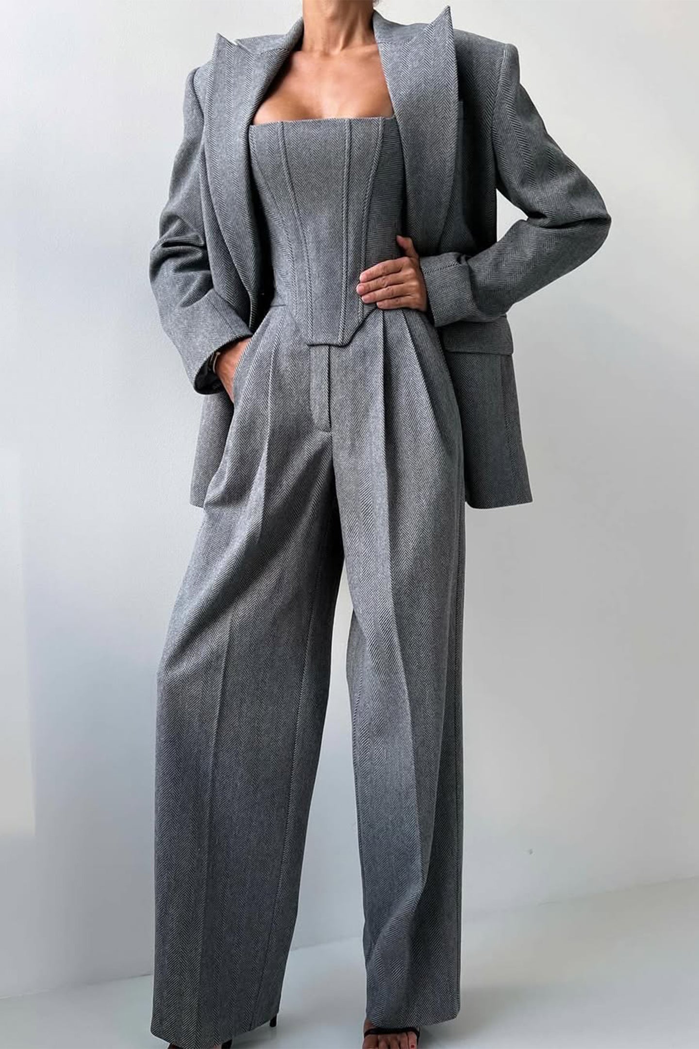 Women’s Three-Piece Suit Set with Double-Breasted Blazer 1