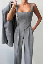 Women’s Three-Piece Suit Set with Double-Breasted Blazer 2