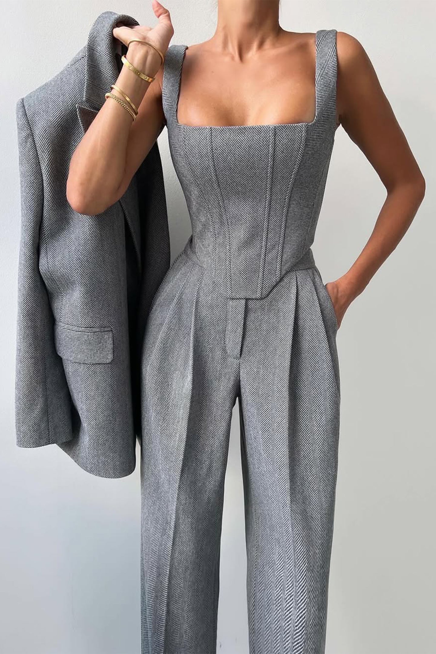 Women’s Three-Piece Suit Set with Double-Breasted Blazer 2