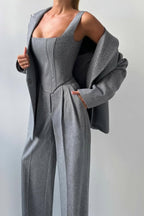 Women’s Three-Piece Suit Set with Double-Breasted Blazer 4
