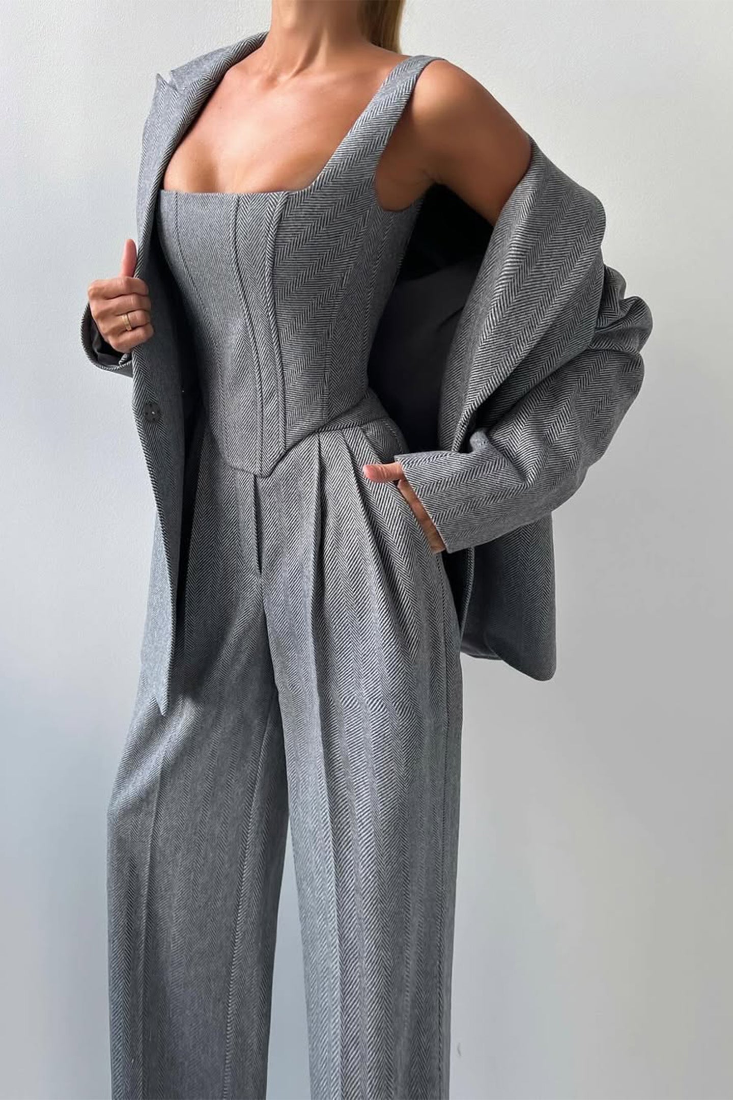 Women’s Three-Piece Suit Set with Double-Breasted Blazer 4