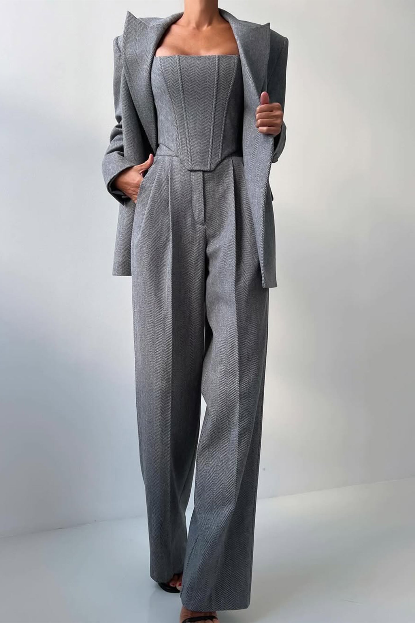 Women’s Three-Piece Suit Set with Double-Breasted Blazer 5