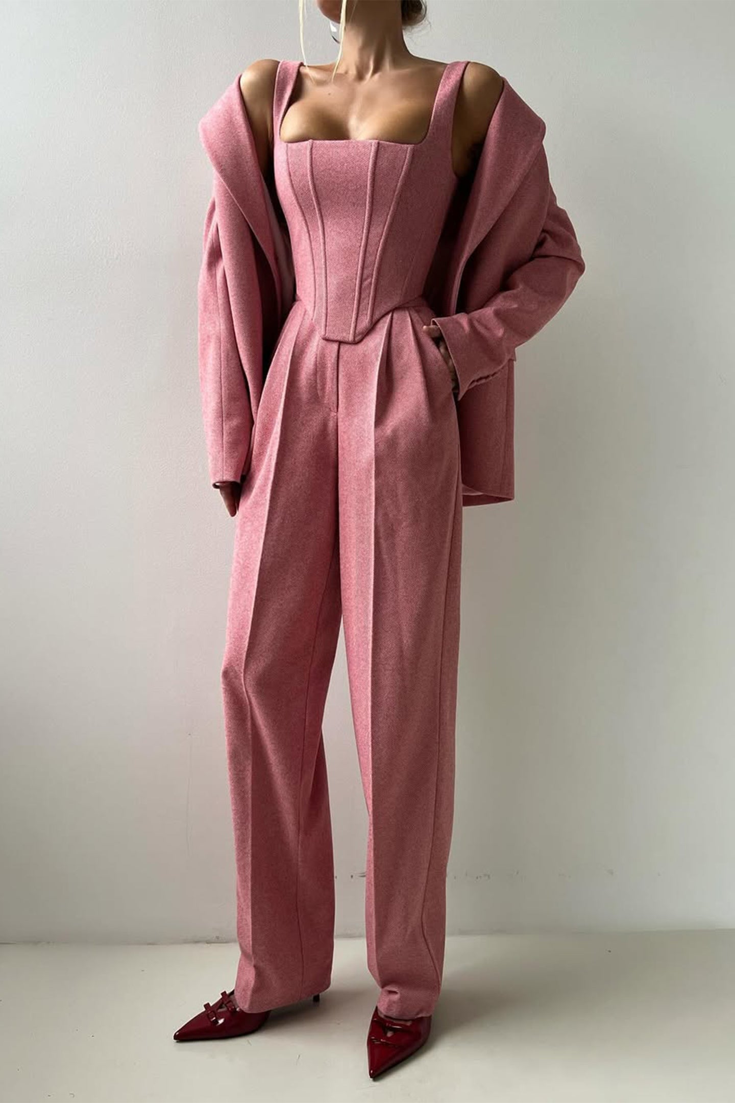 Women’s Three-Piece Suit Set with Double-Breasted Blazer 7