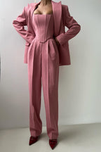 Women’s Three-Piece Suit Set with Double-Breasted Blazer 8